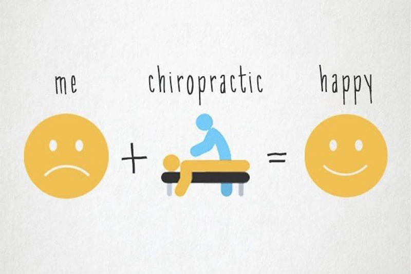 تصویرسازی ایموجی ناراحت که پس از درمان کایروپراکتیک خوشحال میشود