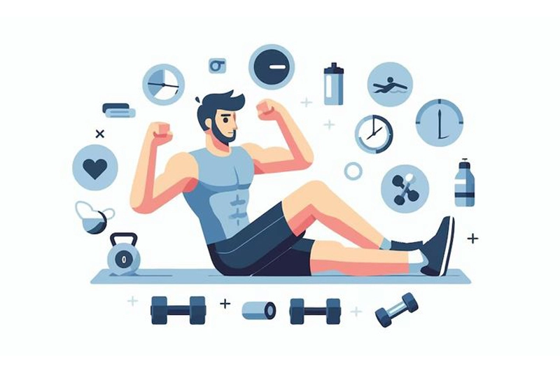 مردی قوی و پرانرژی که عضله بازوی خود را نشان میدهد، نمایشدهنده بهبود گردش خون و افزایش انرژی